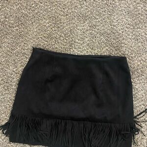 HYFVE Black Mini Skirt with Fringe